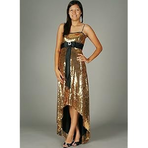 Buy Sequin Satin Pleated Bow Tie Back Dress for Bridesmaid Formal Prom by GOJANE