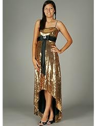Sequin Satin Pleated Bow Tie Back Dress for Bridesmaid Formal Prom by GOJANE