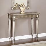 Masterpiece Silver Console Table Matte Silver with Gold Brushed Borders By Powell Furniture