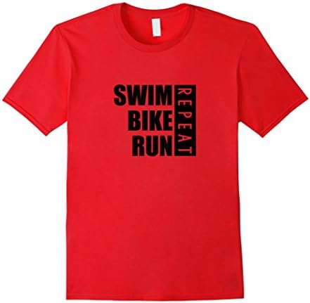 Men's Swim Bike Run Shirt Triathlon T-Shirt Medium Red