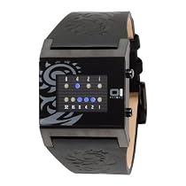 The One - KT217B1 - Kerala Trance - Montre Homme - Quartz Led - Cadran Noir - Bracelet Cuir Noir Motifs Frappés