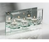Horizontal triple clear glass tealight holder with silver detailng