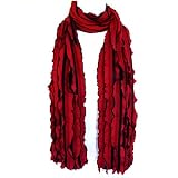 Elegant Ruffled Red Black Soft Light Shawl Scarf Wrap.1859,9036-4