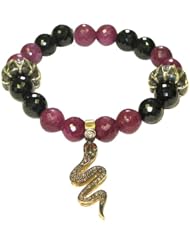 14kt Yellow Gold Diamond Pave Beads Snake Cord Bracelet Silver Designer Jewelry