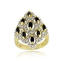 18K Gold over Sterling Silver Genuine Sapphire & Diamond Diamond Shaped Ring