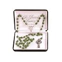 St. Patrick Rosary with Green Glass Shamrock Beads and Silver-Plated Celtic Cross