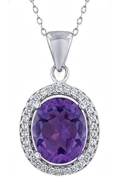 2.90 Ct Oval Purple Amethyst 925 Sterling Silver Pendant