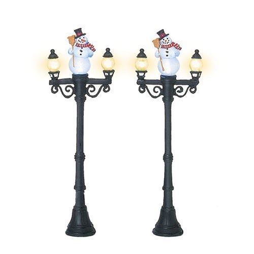 Department 56 Miniature Village Display Piece, Snowman Street Light, Set of 2