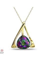 Jewelry: Womens Pendant and chain with Mystic Topaz in 10k Yellow Gold - Nissoni Jewelry