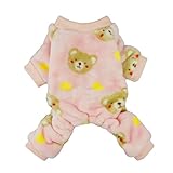 Fitwarm Pink Sweetie Bear Dog Pajamas Pet Winter Coat Cozy Velvet Clothes, Medium