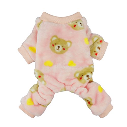 Fitwarm Pink Sweetie Bear Dog Pajamas Pet Winter Coat Cozy Velvet Clothes, XS