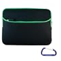 Gizmo Dorks (Black with Green Trim) Dual Pocket Zipper Laptop Carrying Case Sleeve (Checkpoint Friendly) with Carabiner Key Chain for the Apple MacBook Pro (13.3 Inch Display)