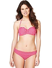 Halterneck Spotted Underwired Bandeau Bikini Top