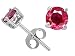 0.80 cts Genuine Round 4.5mm. Ruby Earring Studs - 14kt White or Yellow Gold