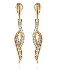 18k Gold Plated Sterling Silver Champagne and White Diamond Twist Earrings (1/4 Cttw, I-J Color, I2-I3 Clarity)