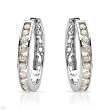 Hoops Earrings With 1.00ctw Genuine Diamonds Made of White Gold. Total item weight 5.0g Length 21mm