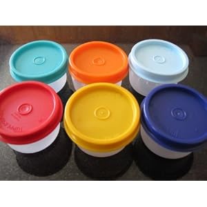 Tupperware Smidget Pill Clear Container Set Rainbow Lids by