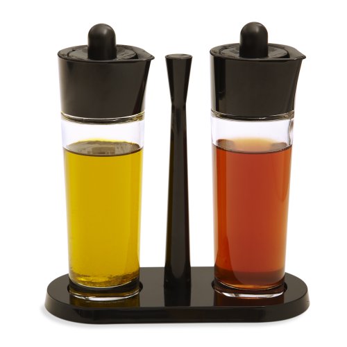 Kuhn Rikon 3-Piece Oil and Vinegar Cruet Set, Black
