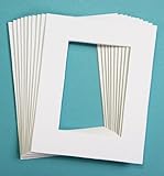 Pack of 10 WHITE 8x10 Picture Mats Matting with White Core Bevel Cut for 5x7 Pictures