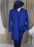 MENS ROYAL BLUE 3PC FASHION ZOOT SUIT 38' LONG JACKET
