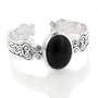 Medieval Celtic Knot and Black Onyx Scrollwork Sturdy 54gr Cuff Bracelet