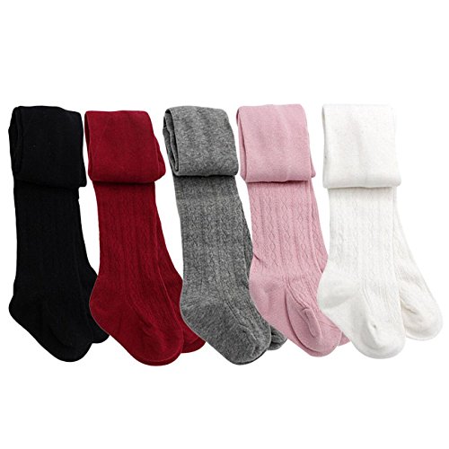 Taiycyxgan Baby Toddler Girls Cable Knit Tights 5 Pack Leggings Stocking Pants(1-4T)