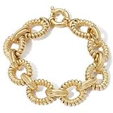 Tech Sterling Silver Ribbed Rolo Link Bracelet 7.5