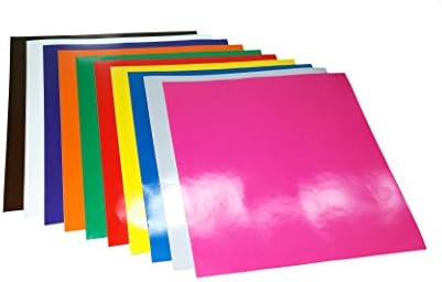 12 Inch X 12 Inch Glossy Vinyl Sheet(s) (10 Sheet, Primary Colors) for Vinyl Decals Craft Die Cutter Machine Plotter