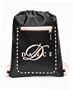 Girls Ballet and Dance Shoes Tote Bag - Nice sized draw string tote bag Black Satin and Pink Ribbon and Rhinestones - Girl's dance bags or dance totes LARGE BAG 15 x 12