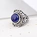 Yazilind Vintage Antique Round Cut Blue Lapis Lazuli Retro Silver Plated Heart Hollow 6.5 8 9 Ring Women