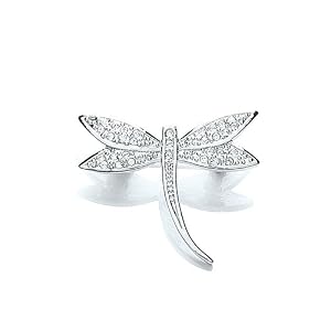 Rhodium Plated Swaroski Crystal Dragonfly Brooch