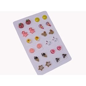  Pack of 12 Color Cute Magnetic Stud Earrings for Girls Kids