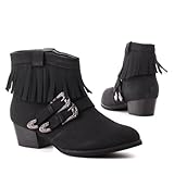 Damen Schuhe, STIEFELETTEN, RIEMCHEN ANKLE BOOTS, DS-2010-12, Synthetik in hochwertiger Leder Optik, Schwarz, Gr 40