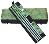 Luxury Gift Idea - Set of 2 Matched Pairs Porcelain Chopsticks & Rests w/ Silk Presentation Box