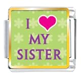 enlarged image: I Heart My Sister Valentine Italian Charms Bracelet Link