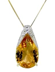 14k Solid Gold 18" Necklace with Citrine Pendant