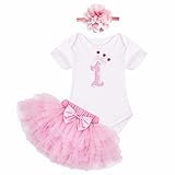 （アイム）iiniim　ベビーガールズ半袖ロンパース　トップス＋チュチュスカート＋ヘッドバンド３点セット　赤ちゃん誕生日ロンパース　カチューシャ衣装半袖ロンパース子供スカートスーツリボン付き　0-12