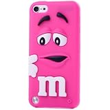 Hot Pink Ipod Touch 5 5th 3d Cartoon Milk Bean /M&M's chocolate bean Soft Silicone Back Cover Case for Apple Ipod Touch 5 5th