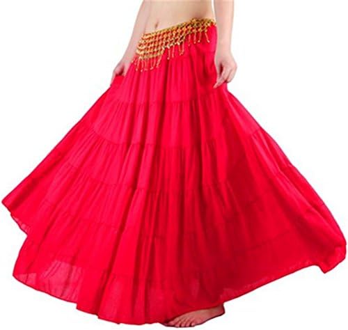 Belly Dance Bohemian Skirt Tragarse®8 Meter Tribal Gypsy Cotton Big Long Costume Skirt (Red)
