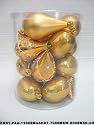 Christmas Ornaments Set of 18pc Gold Mat Painted Shiny Decorated Glitter Balls 6 Onion, 6 Egg and 6 Pear Shapes