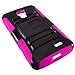LG L31G / LG Access LTE Case Combo by ICE-CLEAR(TM)-HERCULES Dual- Layer Hard/Gel Hybrid Kickstand Armor Case w/ Holster (Black/Pink)+Touch Screen Stylus