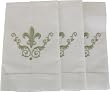 Hemstitched Fleur de Lis Fingertip Guest Towel Silver embroidery 14 by 22 inches