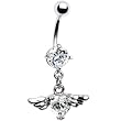 Crystalline Gem Heart Angel Wing Belly Ring