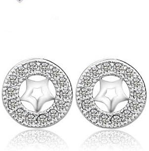 LoyalLove Stud Earrings Lucky Star Circle Round CZ Crystal