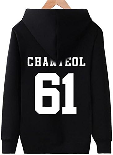 Fashion EXO Members Printing Long Sleeve Hooded Shirt Pullover Fleece Hoody (S, CHAN YEOL 61)
