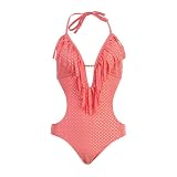 Plunge Fringe Monokini Disco Dust Pink