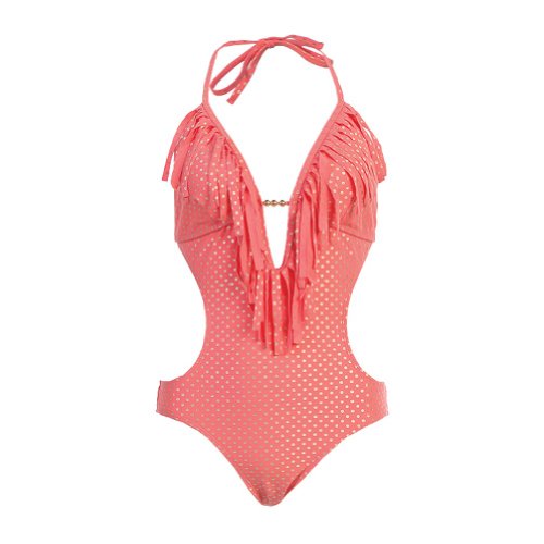 Plunge Fringe Monokini Disco Dust Pink