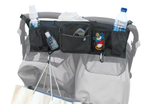 JL Childress Double Wide Bottles 'N Bags Stroller Organizer, Black