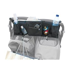 JL Childress Double Wide Bottles 'N Bags Stroller Organizer, Black