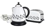 Hinari HGP033 Cone Kettle & Toaster Gift Pack with Mugs - White Carnival Baroque